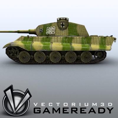 3D Model of Game Ready Low Poly King Tiger model - 3D Render 4